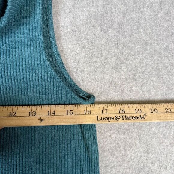 Anthropologie Vanessa Virginia Women Small Cowl Neck Sleeveless Top Green Ribbed - Picture 3 of 7